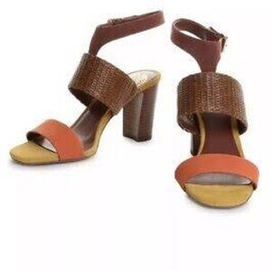 Vince Camuto Brown and Orange Block Heel Sandals